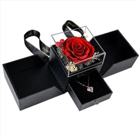 Boîte à Bijoux de Fleurs éternelle avec Couvercle Acrylique
